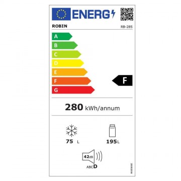 Robin RB-285 Ψυγειοκαταψύκτης 270lt Total NoFrost Υ180xΠ55xΒ60εκ. Inox